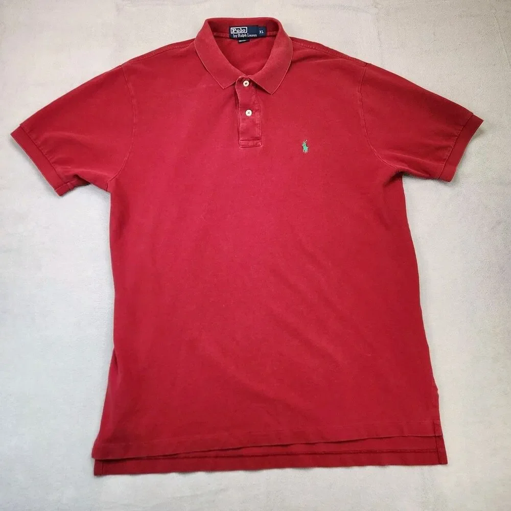 Polo Ralph Lauren Polo Shirt Men's XL Red Short Sleeve Pique Cotton‎ Pony Casual